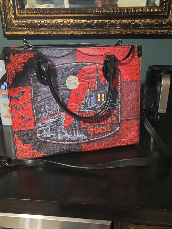 lettoria Handbags - Dracula's Quest Red and Black Tote Bag In Genuine Leather Brand New!
